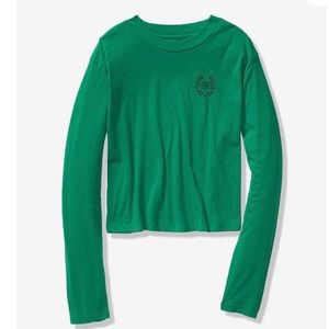 PINK - Long sleeve cropped tee. NWOT.